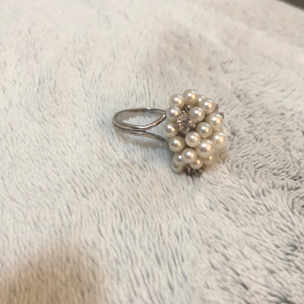 14k white gold genuine diamond cocktail ring